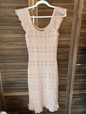 Ruffled Sleeveless Crochet Midi Dress